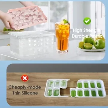 WIBIMEN Ice Cube Tray with Lid & Storage Bin - Stylish Ice Maker