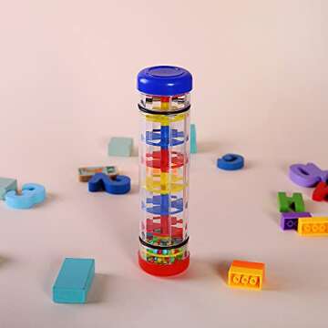 2 Pack Rainmaker Rain Stick Musical Instrument for Babies, Toddlers and Kids, 8 Inch Rainfall Rattle Tube Rainstick Shaker Toy