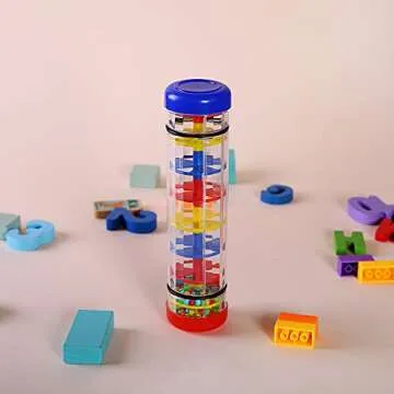 2 Pack Rainmaker Rain Stick Musical Instrument for Babies, Toddlers and Kids, 8 Inch Rainfall Rattle Tube Rainstick Shaker Toy