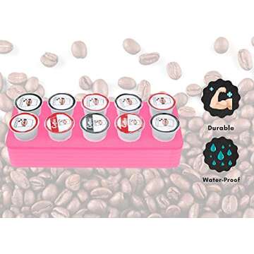 Polar Whale Coffee Pink Pod Storage Deluxe Organizer Tray Drawer Insert for Kitchen Home Office Waterproof Washable 4.5 X 11.75 Inches Holds 10 Compatible with Keurig K-Cup