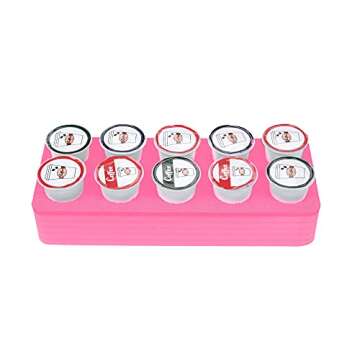 Polar Whale Coffee Pink Pod Storage Deluxe Organizer Tray Drawer Insert for Kitchen Home Office Waterproof Washable 4.5 X 11.75 Inches Holds 10 Compatible with Keurig K-Cup