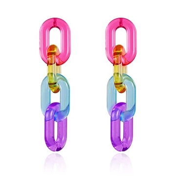 T-ztoss Minimalist paperclip Chain Dangle Earrings Acrylic Geometry Square Resin Tassel Drop Dangle ...
