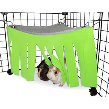 Corner Fleece Forest Hideout for Guinea Pigs, Ferrets, Chinchillas, Hedgehogs, Dwarf Rabbits and Other Small Pets - Accessories and Toys (Green/Gray)
