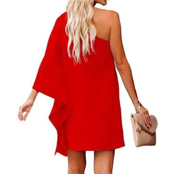 Jhsnjnr Elegant Flowy One Shoulder Mini Dress