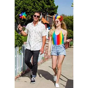 Tipsy Elves One Piece Swimsuit Womens Cute Backless Adjustable Tie Neck Bathing Suits for Women - Colorful LGBTQ Gay Pride Flag Swim Swear - Multi Colored Rainbow Bathing Suit Size Medium