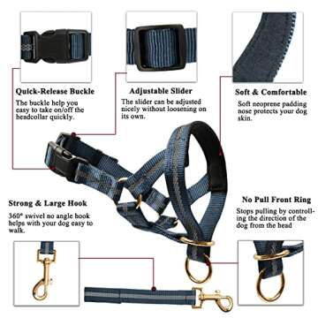 BARKLESS Dog Head Collar, No Pull Dog Halter with Soft Padding, Reflective Training Tool for Small M...