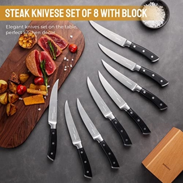 OAKSWARE Steak Knives Set of 8 Premium Non Serrated Essentials