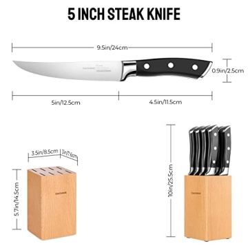 OAKSWARE Steak Knives Set of 8 Premium Non Serrated Essentials