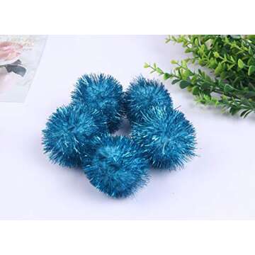 YYCRAFT 30pcs Glitter Tinsel Pom Poms for Crafts and Pets