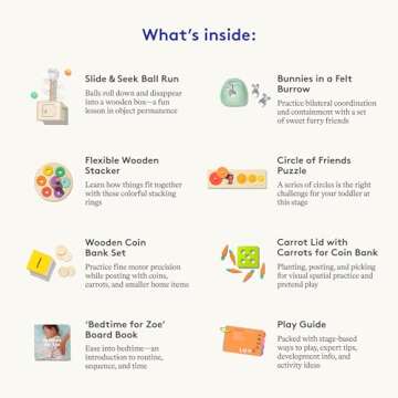 Lovevery | The Babbler Play Kit, Birthday Play Kit, Montessori Toddler Toy, 8 Play Products, 1 Board Book, and Play Guide (Best Birthday Gift for 1 Year Old)