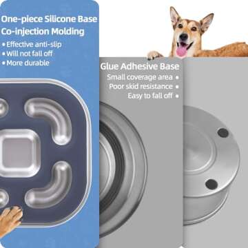 Metal Slow Feeder Dog Bowls 5 Cups for Large Bleed, Food-Grade 304 Stainless Steel with Non-Slip Sil...