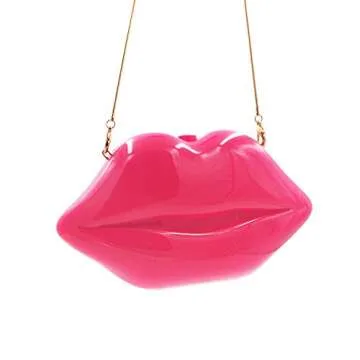 LUI SUI Pink Acrylic Lip Clutch for Women - Elegant & Unique