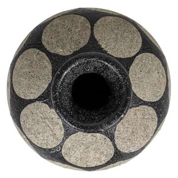 Creative Co-Op Terracotta Vase with Wax Relief Dots, Black and Natural