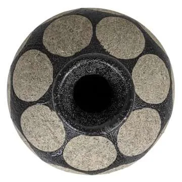 Creative Co-Op Terracotta Vase with Wax Relief Dots, Black and Natural