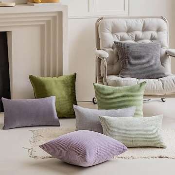 Home Brilliant Decorative Spring Pillow Cover Rectangle Lumbar Striped Corduroy Solid Oblong Pillowcase for Sofa Kids Toddler Sage Green, 12 x 20, Mint