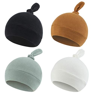 Newborn Cotton Beanies for Boys & Girls | 4-Pack