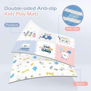 Bammax Baby Play Mat, Thick Interlocking Foam Floor Tiles, Non Toxic Crawling Mat, Foam Floor Tiles ...