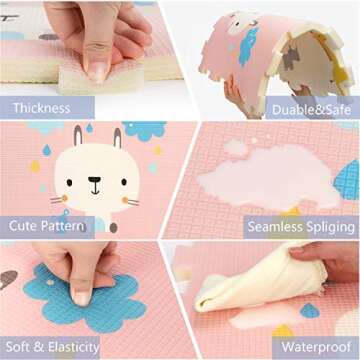 Bammax Baby Play Mat, Thick Interlocking Foam Floor Tiles, Non Toxic Crawling Mat, Foam Floor Tiles for Playroom & Nursery, Tummy Time Mat for Toddler, Infant & Baby, 0.79" Thickness