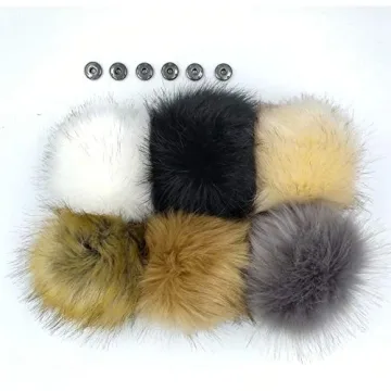 Vibrant 6 Inch Faux Fox Fur Pom Poms with Snap Button for Crafts