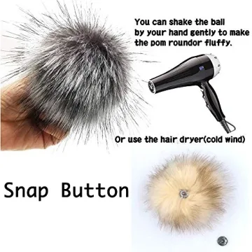 Colorful Faux Fox Fur Snap Pompoms for Creative Crafting