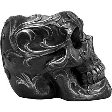 DWK Skull Victorian Gothic Decorative Pen Holder | Goth Office Supplies and Black Desk Organizers an...