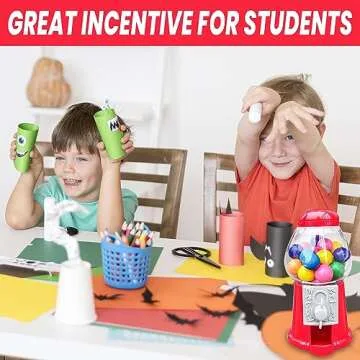 Hammont Gumball Machine - Mini 5" Plastic Bubble Gum Machine - Small Set of Red Bubblegum Vending Dispensers for Kids – Novelty Fun Birthday Party Favor Idea - Fits .5" Small Gumballs - 6 Pack (14mm)