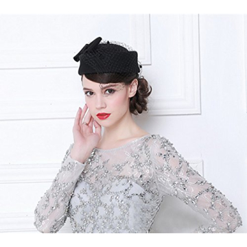 Aniwon Pillbox Hat Vintage Bow Fascinator for Women