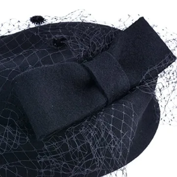 Aniwon Pillbox Hat Vintage Bow Fascinator for Women