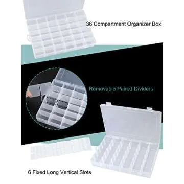Avlcoaky Bead Organizer 2 Pack 3600 Tackle Box Organizer Clear Organizer Box 36 Grids Plastic Craft Organizer Jewelry Sewing Storage Box with Dividers