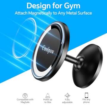 Gym Magnetic Phone Holder Mount for MagSafe【All Metal】Dual Magnetic Phone Holder for Gym Record ...