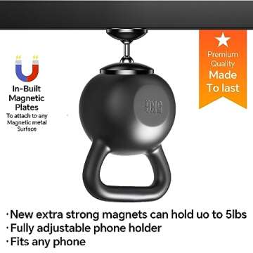 Gym Magnetic Phone Holder Mount for MagSafe【All Metal】Dual Magnetic Phone Holder for Gym Record Attach to Metal Surface, Gym Phone Holder for iPhone 16 15 14 13 12 11 ProMax Plus Mini for MagSafe Case
