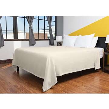 Elite Home Products 66x90 Inch GOTS Certified Organic 100 Percent Cotton Blanket with Diagonal Herringbone Weave for Couch, Sofa, or Bed, Twin, Oat