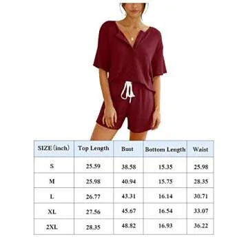 KIKIBERRY Women's Short Sleeve Lounge Set with Short Pockets Summer Fashion 2021 Sleepwear Pajamas Sweatsuit PJ Set Apricot Large