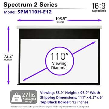 Elite Screens Spectrum2 110-inch Motorized Projection Screen