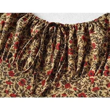 Omoone Women's Floral Dress Low-Cut Square Neck Spaghetti Strap Tie Bodycorn Dresses(2226-Yellow-L)