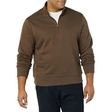 Amazon Essentials Men's Long-Sleeve Quarter-Zip Fleece Sweatshirt, Medium Brown, X-Small