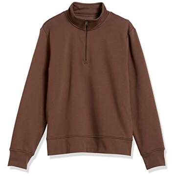 Amazon Essentials Men's Long-Sleeve Quarter-Zip Fleece Sweatshirt, Medium Brown, X-Small
