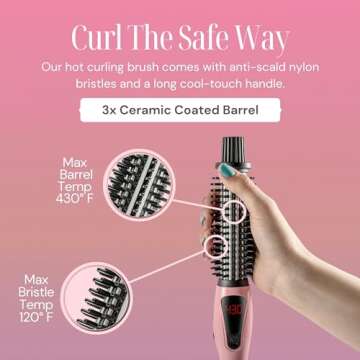 Alure Heated Styling Brush - 3-in-1 Ionic Hair Curler/Straightener with Anti-Scald Nylon Bristles, Electric Curl Wand for All Hair Types, Ideal as a Curling Iron Alternative for Short Hair and Styling