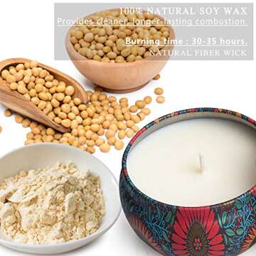 Candles, Scented Candles Gifts for Women,4 Pack Candles for Home Scented 6oz Aromatherapy Candles Soy Wax Candles in Portable Travel Tin, Birthday Gifts for Women Men Meditation, Yoga, Mother's Day