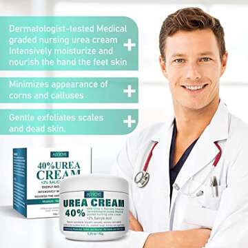 Urea 40% Foot Cream with 2% Plus Salicylic Acid for Heels - best Callus Remover For Feet & Hands, Natural Moisturizes Nourishes Softens Dry, Rough, Cracked, Dead Skin