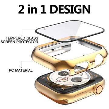 HANKN 2 Pack 40mm Plated Hard PC Case Compatible with Apple Watch Series 6 5 4 Se 40mm Tempered Glas...