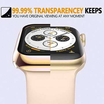 HANKN 2 Pack 40mm Plated Hard PC Case Compatible with Apple Watch Series 6 5 4 Se 40mm Tempered Glass Screen Protector, Full Coverage Ultra-Thin Shockproof Iwatch Bumper Cover (Gold+Gold, 40mm)