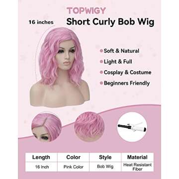 TopWigy Pink Women Cosplay Wig for Parties and Events