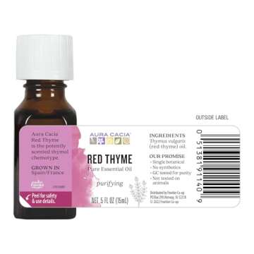 Aura Cacia Red Thyme Essential Oil | GC/MS Tested for Purity | 15ml (0.5 fl. oz.)