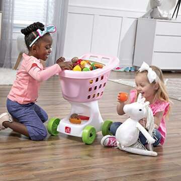 Step2 Little Helper's Shopping Cart for Kids, Play Grocery Cart, Made of Durable Plastic, for Toddlers 2+ Years Old, Pink