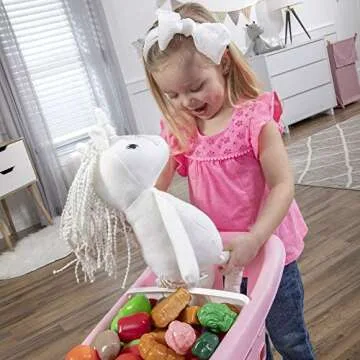 Step2 Little Helper's Shopping Cart for Kids, Play Grocery Cart, Made of Durable Plastic, for Toddlers 2+ Years Old, Pink