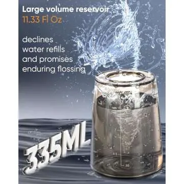 MySmile Powerful Cordless 350ML Water Dental Flosser Portable OLED Display Oral Irrigator with 5 Pressure Modes 8 Jet Tips and Storage Bag for Home Travel Use (Midnight Black)