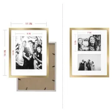 ArtbyHannah 11 x 14 Inch 3 Pack Gold Picture Frame Collage Set for Wall Art Decor- Made to Display P...