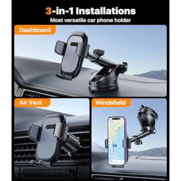 hitolza Ultra Stable Phone Holders for Your Car [Powerful & 360 Adjustable Suction Cup] Universal Ca...