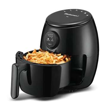 Elite Gourmet EAF2612D Personal 2.1Qt Compact Space Saving Programmable Hot Air Fryer, Oil-Less Heal...